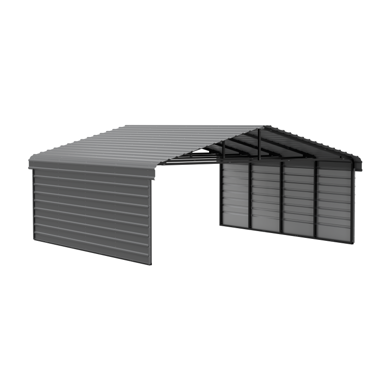 Arrow 2-Sided 20x20x9 Galvanized Steel Carport Kit - Charcoal (CPHC202009ECL2)