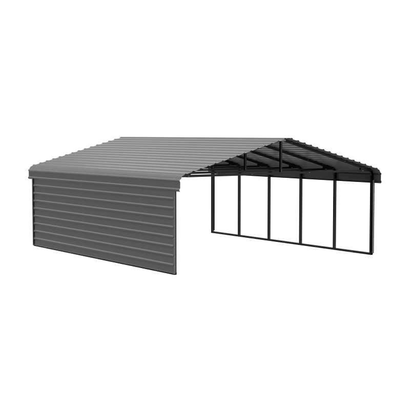 Arrow 1-Sided 20x24x9 Galvanized Steel Carport Kit - Charcoal (CPHC202409ECL1)