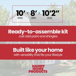 Handy Home Briarwood 10x8 Wood Storage Shed Kit - Barn Style (19351-4)