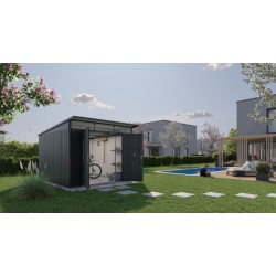 Biohort AvantGarde 12x9 Double Door Metal Shed Kit with Floor - Dark Gray (BIO1123)