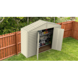 DuraMax 10'x3' Woodbridge SidePro Vinyl Shed w/ Foundation Kit (98001)