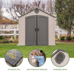 Lifetime 8' x 7.5' Plastic Outdoor Storage Shed Kit (6411)