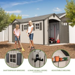 Lifetime 17.5x8 Plastic Storage Shed Kit w/ Double Doors (60213)
