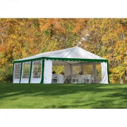 Shelter Logic 20x20 Party Tent Kit with Enclosure - Green & White (25922)