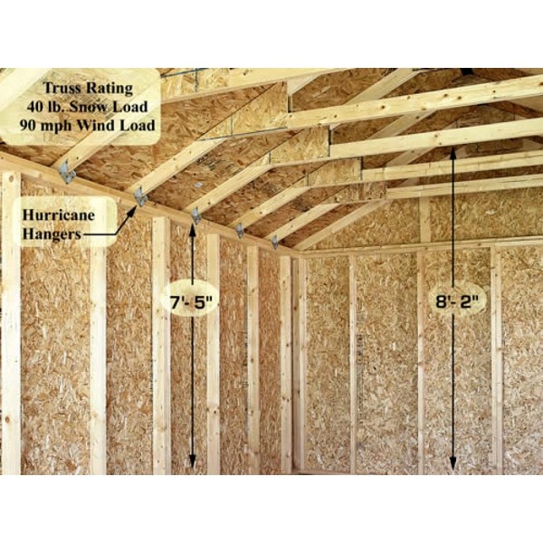 sierra 12x16 wood storage garage shed kit - all pre-cut