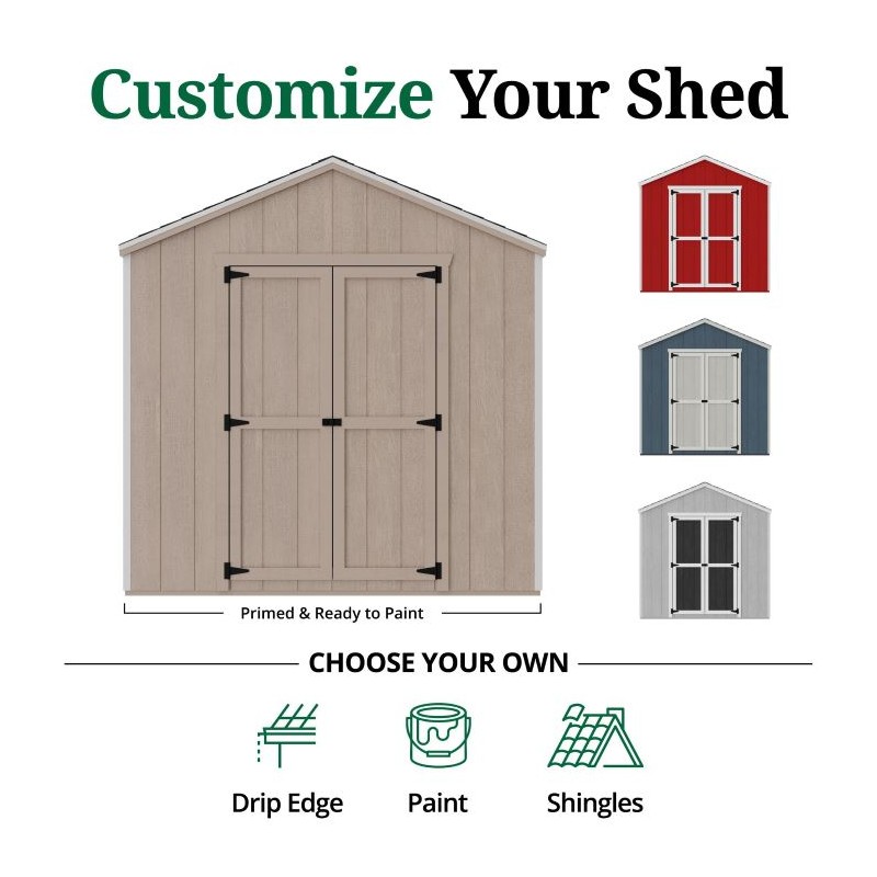 Little Cottage Co. 8x14 Value Gable Wood Storage Shed Kit (8x14 VGS-PC)