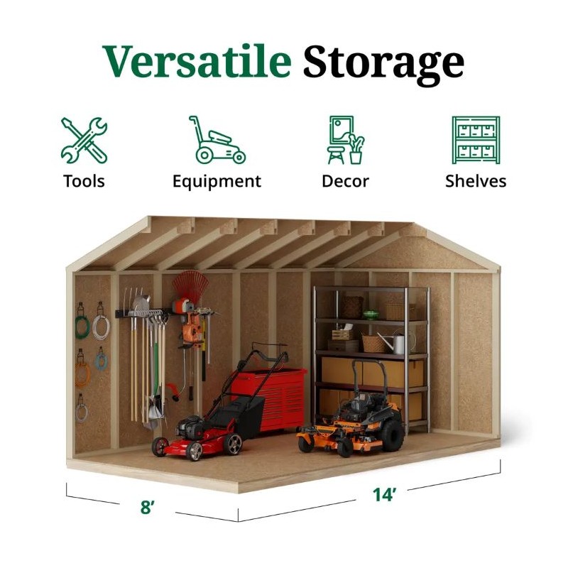 Little Cottage Co. 8x14 Value Gable Wood Storage Shed Kit (8x14 VGS-PC)