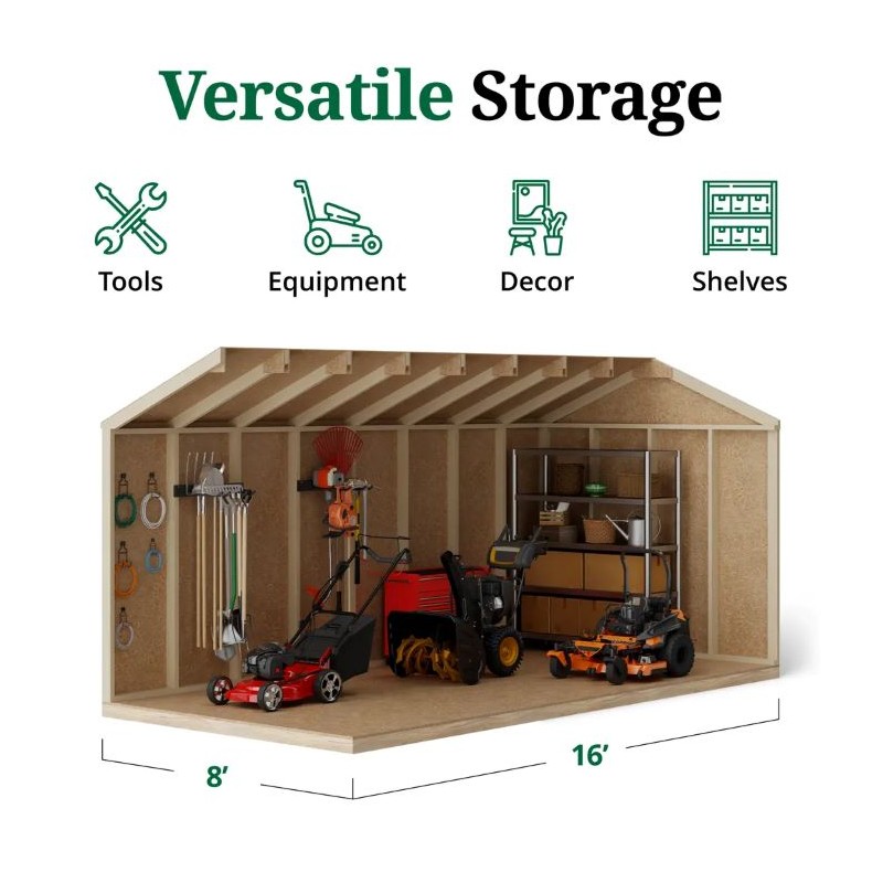 Little Cottage Co. 8x16 Value Gable Wood Storage Shed Kit (8x16 VGS-PC)