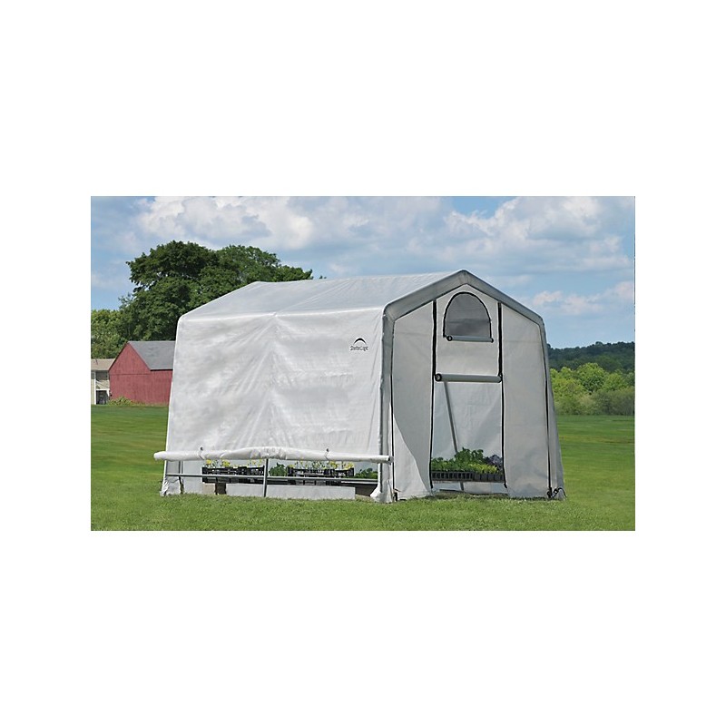 Shelter Logic 10x10x8 ft Rib Peak Style Greenhouse Kit - Translucent (70656)