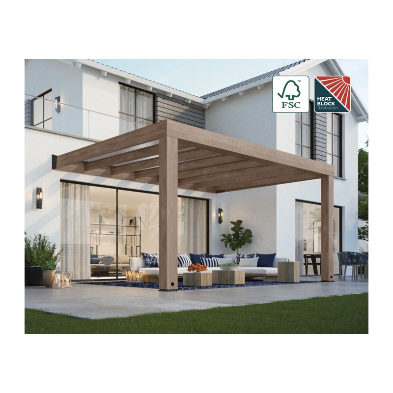 Palram - Canopia 10 x 15 Helsinki Patio Cover Kit - Brown/Light Gray (HG9264)