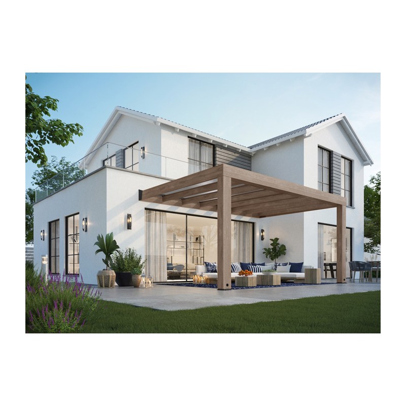 Palram - Canopia 10 x 15 Helsinki Patio Cover Kit - Brown/Light Gray (HG9264)