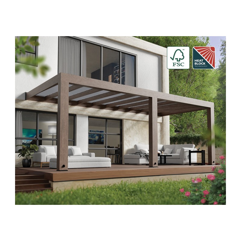 Palram - Canopia 10 x 20 Helsinki Patio Cover Kit - Brown/Light Gray (HG9266)