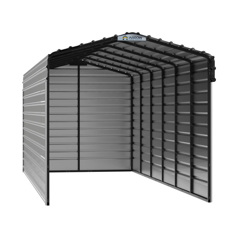 Arrow 3-sided 10x29x9 Galvanized Steel Carport Kit - Eggshell (CPH102909ECL3)