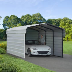 Arrow 3-sided 10x29x9 Galvanized Steel Carport Kit - Eggshell (CPH102909ECL3)