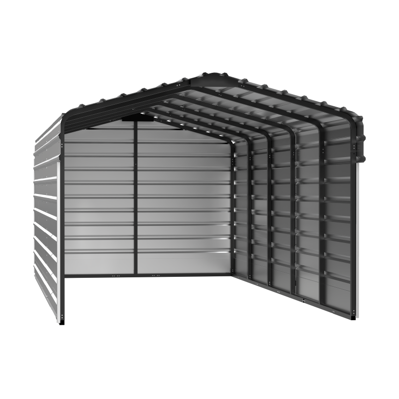 Arrow 3-Sided 12x20x9 Galvanized Steel Carport Kit - Eggshell (CPH122009ECL3)