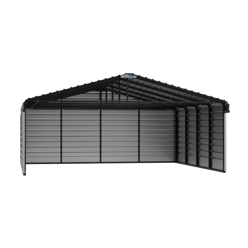 Arrow 3-Sided 20x20x7 Galvanized Steel Carport Kit - Eggshell (CPH202007ECL3)