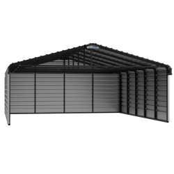 Arrow 3-Sided 20x24x7 Galvanized Steel Carport Kit - Eggshell (CPH202407ECL3)