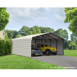 Arrow 3-Sided 20x29x7 Galvanized Steel Carport Kit - Eggshell (CPH202907ECL3)