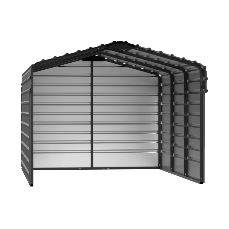 Arrow 3-Sided 10x15x7 Galvanized Steel Carport Kit - Charcoal (CPHC101507ECL3)