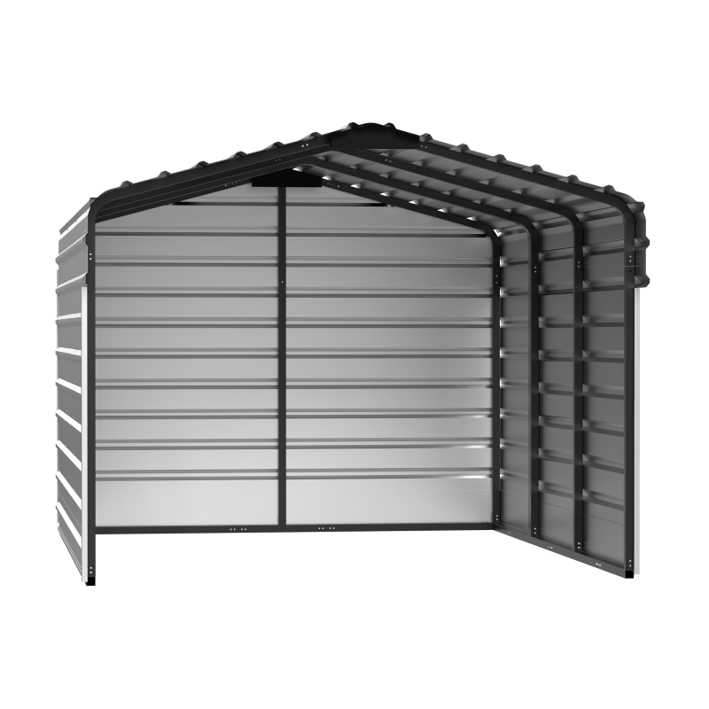 Arrow 3-Sided 10x20x9 Galvanized Steel Enclosure Carport Kit - Charcoal (CPHC102009ECL3)