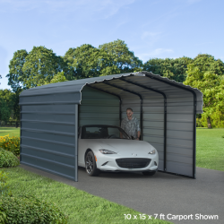 Arrow 3-sided 10x29x9 Galvanized Steel Carport Kit - Charcoal (CPHC102909ECL3)