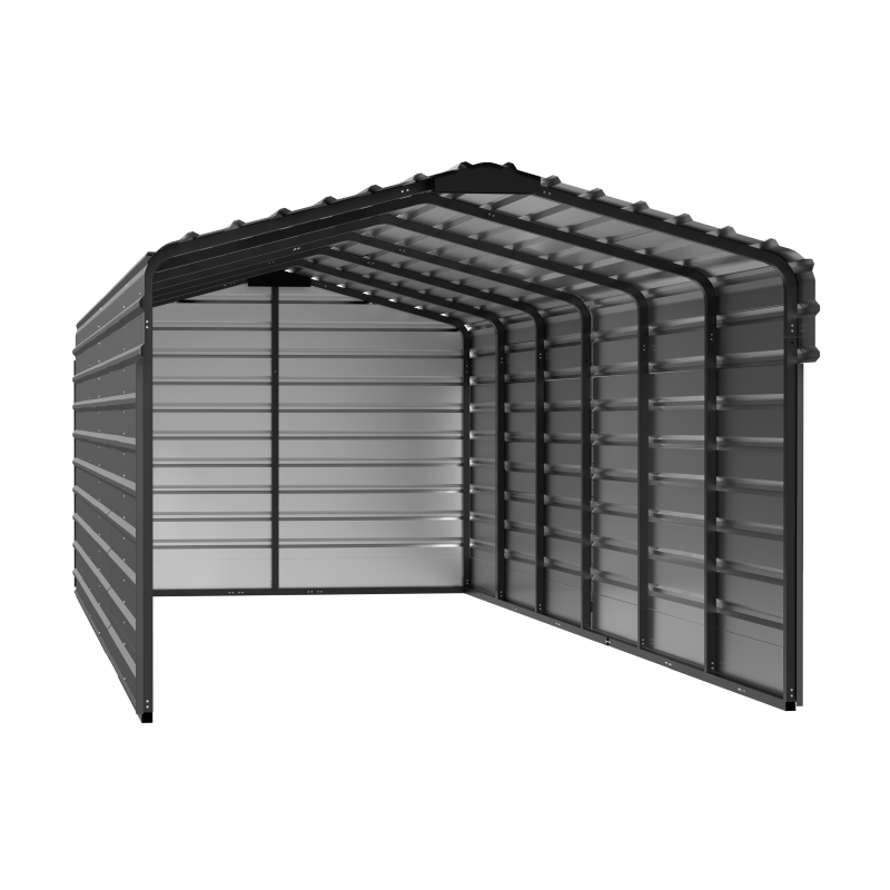 Arrow 3-Sided 12x20x9 Galvanized Steel Carport Kit - Charcoal (CPHC122009ECL3)