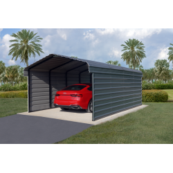Arrow 3-Sided 12x24x9 Galvanized Steel Carport Kit - Charcoal (CPHC122409ECL3)