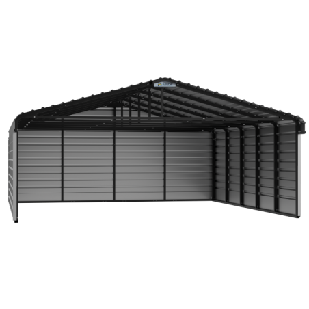 Arrow 3-Sided 20x24x7 Galvanized Steel Carport Kit - Charcoal (CPHC202407ECL3)