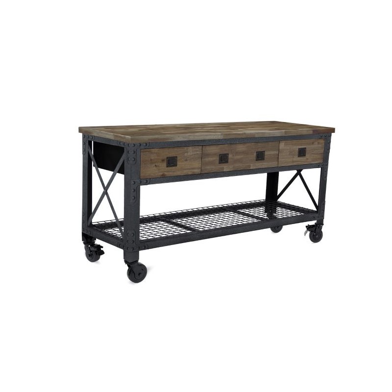 DuraMax 72 in. x 24 in. Rolling Workbench with 3 Drawers - Macadamia (68001M)