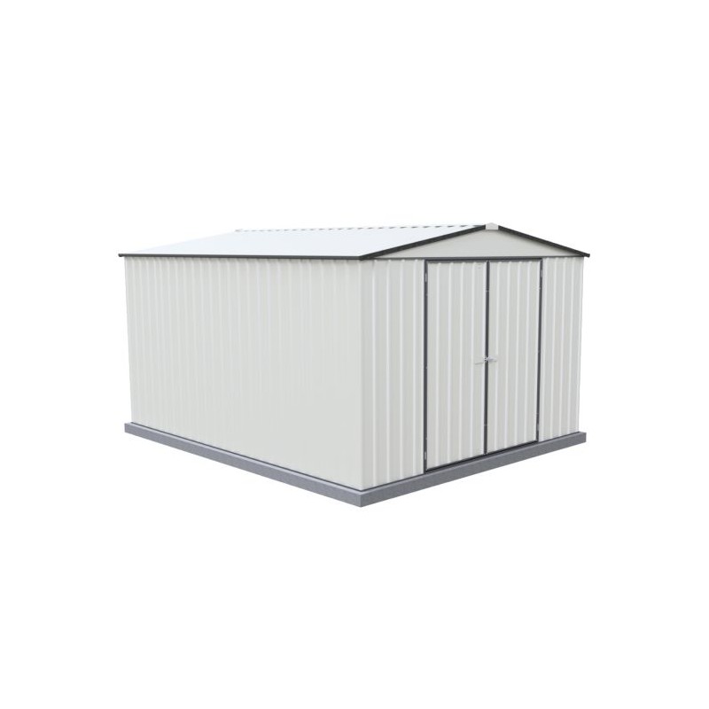Absco Regent 10' x 12' Metal Garden Storage Shed Kit - Surfmist/Monument (AB1121)