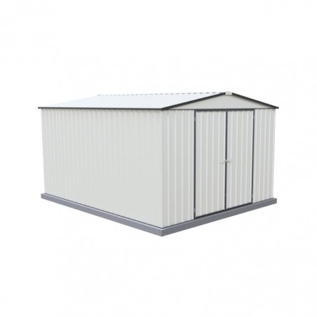 Absco Regent 10' x 12' Metal Garden Storage Shed Kit - Surfmist/Monument (AB1121)