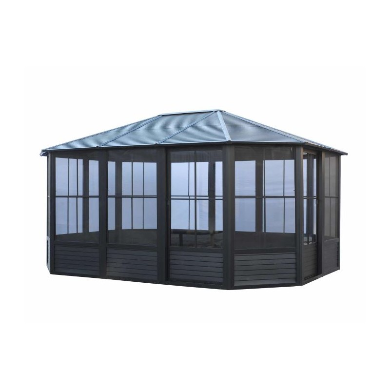 Gazebo Penguin Florence Solarium 12x15 Metal Roof - Black (41215MR-42)
