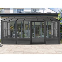 Gazebo Penguin Florence - Wall Mounted Solarium 10x16 Polycarbonate Roof - Black (W1610-42)