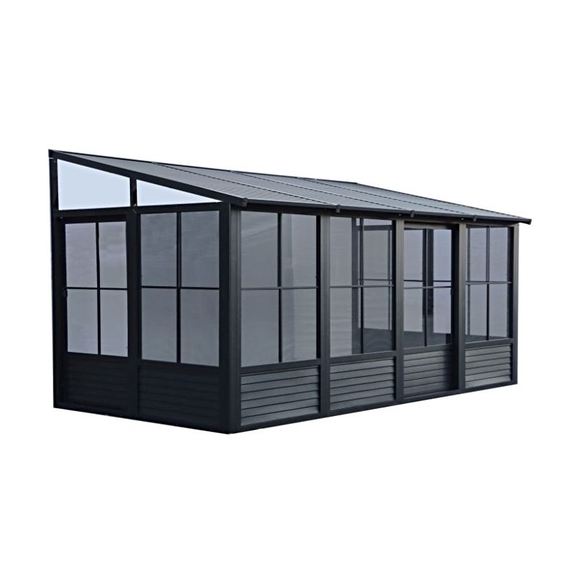 Gazebo Penguin Florence 8x16 Wall Mounted Solarium Metal Roof - Black (W1608MR-42)