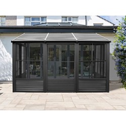 Gazebo Penguin Florence 10x12 Wall Mounted Solarium Metal Roof - Black (W1209MR-42)