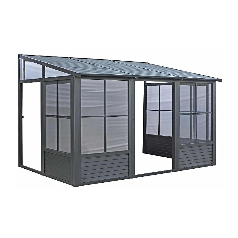 Gazebo Penguin Florence - Wall Mounted Solarium 8x12 Metal Roof - Black (W1207MR-42)