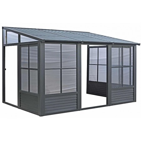 Gazebo Penguin Florence - Wall Mounted Solarium 8x12 Metal Roof - Black (W1207MR-42)