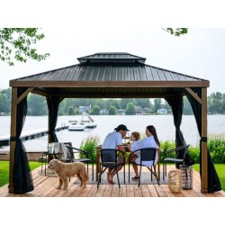 Gazebo Penguin 12x16 Yosemite Aluminum Frame Wood Finish Gazebo Kit - (41216MR-W013)