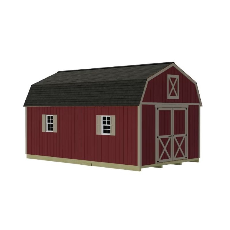 Best Barns Handcrafted Homestead Standard 12x16 Wood Barn Kit w/ Centered Gable Door, No Loft (HHOMDG16NL)