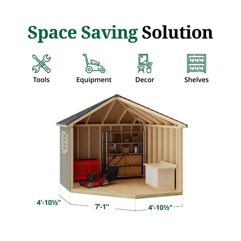 Little Cottage Co. Classic Five Corner Panelized Shed Kit - (10x10 5-SCS-PNK)
