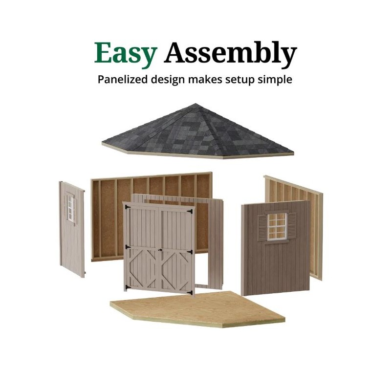 Little Cottage Co. Classic Five Corner Panelized Shed Kit - (10x10 5-SCS-PNK)