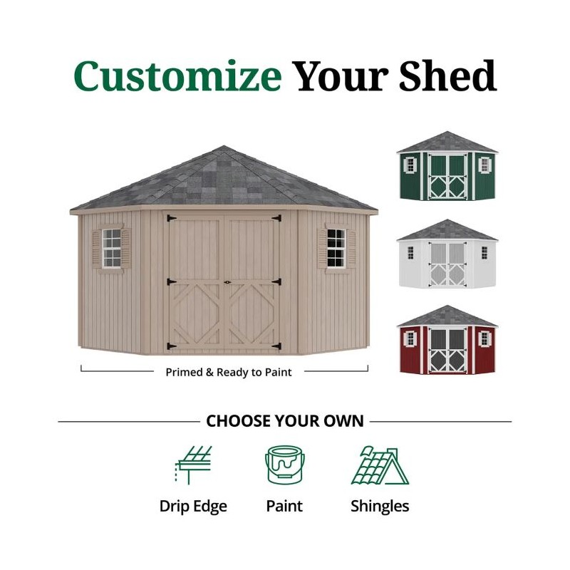 Little Cottage Co. Classic Five Corner Panelized Shed Kit - (10x10 5-SCS-PNK)