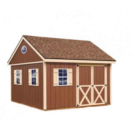 Best Barns Backyard Basecamp 12x12 Pre-Cut Wood Shed Kit w/ Centered Gable Door - (BBASDG12C)