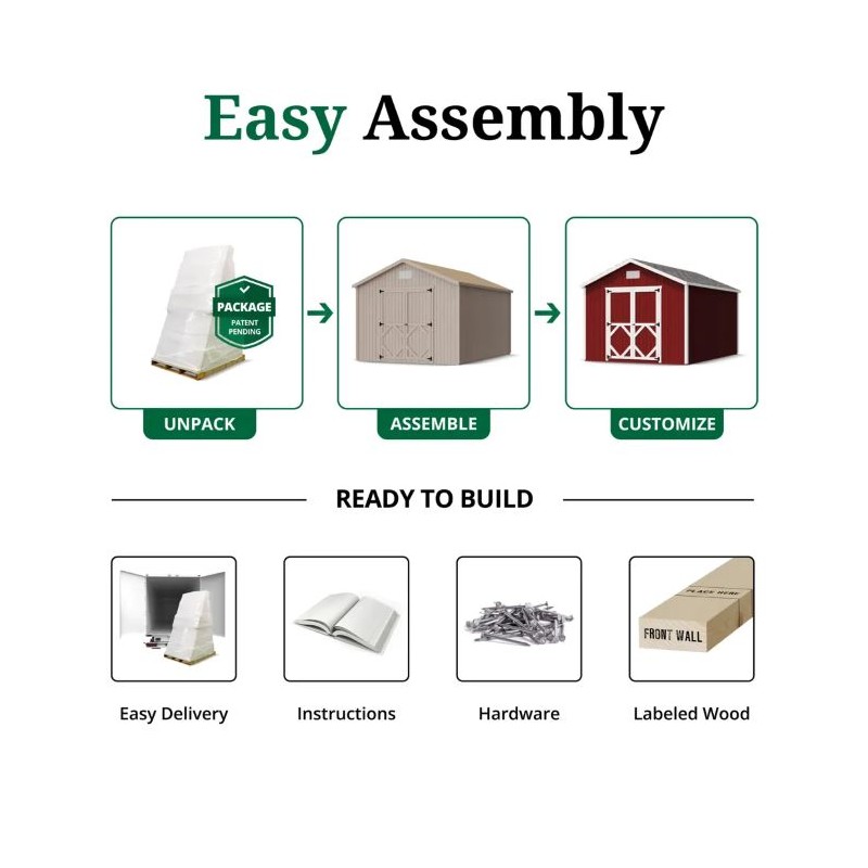 Little Cottage Co. Pre-Cut 12x12 Classic Gable Wood Shed Kit - (12x12 CGS-PC)