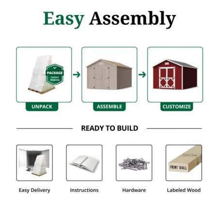 Little Cottage Co. Pre-Cut 12x12 Classic Gable Wood Shed Kit - (12x12 CGS-PC)