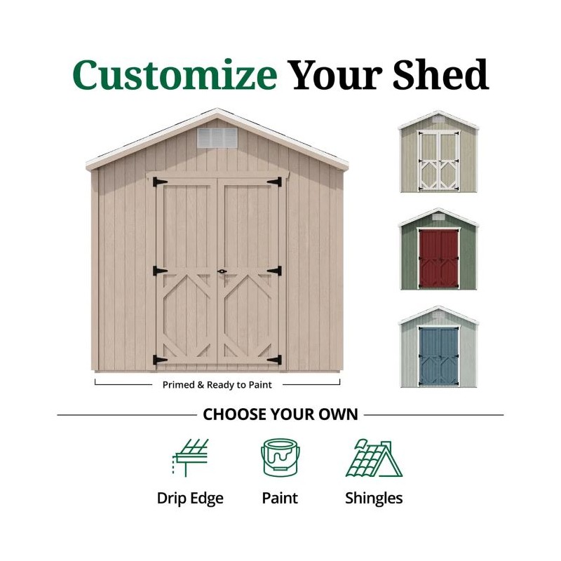 Little Cottage Co. Pre-Cut 12x18 Classic Gable Wood Shed Kit - (12x18 CGS-PC)