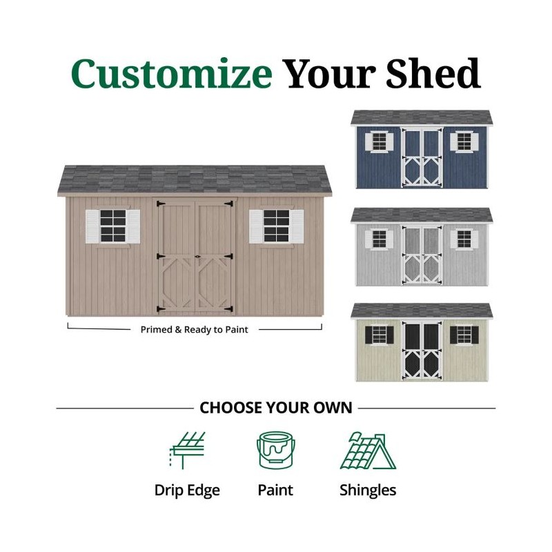 Little Cottage Co. Pre-Cut 8x14 Classic Workshop Wood Shed Kit - (8x14 CWS-PC)