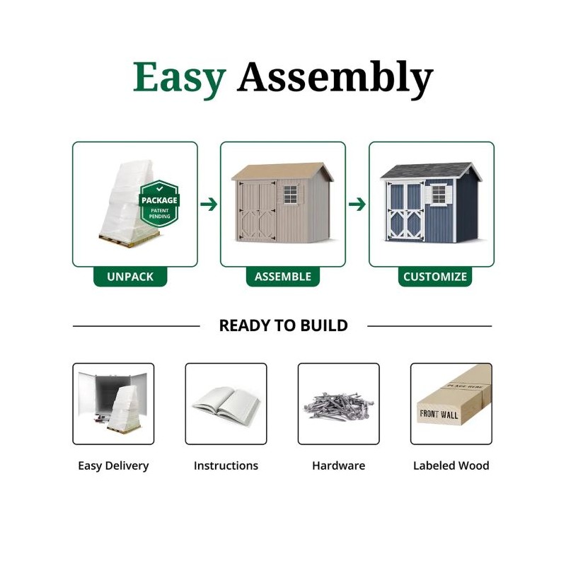 Little Cottage Co. Pre-Cut 12x24 Classic Workshop Wood Shed Kit - (12x24 CWS-PC)