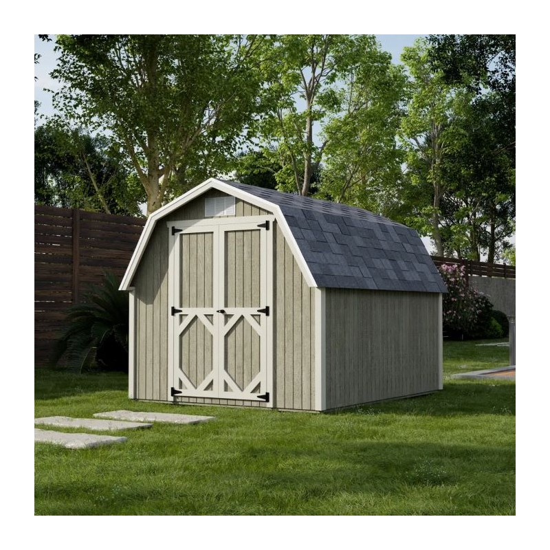 Little Cottage Co. 8x10 Classic Gambrel Barn Wood Shed Kit w/ 4' Sidewall - (8x10 CGB-4-PC)