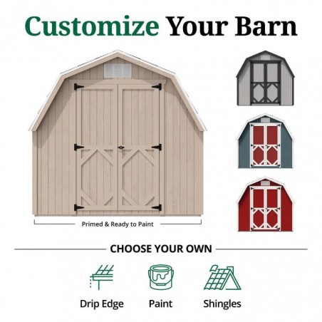 Little Cottage Co. 8x10 Classic Gambrel Barn Wood Shed Kit w/ 4' Sidewall - (8x10 CGB-4-PC)